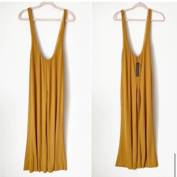House of Harlow 1960 X Revolve golden yellow ribbed Marin Jumpsuit Medium - Picture 9 of 11